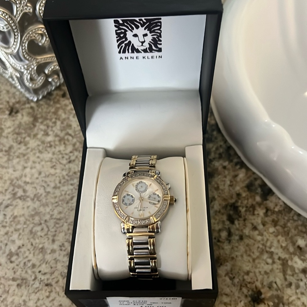 Gold/cubic zirconia, Anne Klein watch